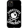 Bellquill Substitute Teacher Designs Custodia per iPhone 11 Pro Max Substitute Teacher Apple Heart Crossed Pencil Badge