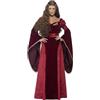 SMIFFYS Costume Regina medievale deluxe, rosso, con abito, cintura e copricapo Halloween