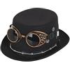 Bristol Novelty BH673 Steampunk Top Hat with Glasses and Gear Mens Black One Size