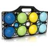 alldoro 60044 Set gioco bocce per bambini, 9 pezzi - plastica - 8 palle in 4 colori + palla bersaglio e custodia - per esterni