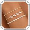 RUEYKEY Bracciale Donna Argento 925 Placcati Oro 14K Bracciali Set Zircone | Tennis Quadrifoglio Cuore Gioielli Oro Argento Bigiotteria Portafortuna Braccialetto Dorato Braccialetti Regalo Donna Ragazza
