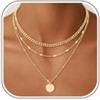RUEYKEY Collana Argento 925 Donna Oro Punto Luce Ciondolo Set Collana Donna | 18K Dorata Collane, Impilabile Regolabile Gioielli Waterproof, Ciondolo Croce Trifoglio Infinito E Zirconi Elegante Collane