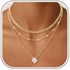 RUEYKEY Collana Argento 925 Donna Oro Punto Luce Ciondolo Set Collana Donna | 18K Dorata Collane, Impilabile Regolabile Gioielli Waterproof, Ciondolo Croce Trifoglio Infinito E Zirconi Elegante Collane