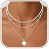RUEYKEY Collana Argento 925 Donna Oro Punto Luce Ciondolo Set Collana Donna | 18K Dorata Collane, Impilabile Regolabile Gioielli Waterproof, Ciondolo Croce Trifoglio Infinito E Zirconi Elegante Collane