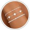 RUEYKEY Bracciale Donna Argento 925 Placcati Oro 14K Bracciali Set Zircone | Tennis Quadrifoglio Cuore Gioielli Oro Argento Bigiotteria Portafortuna Braccialetto Dorato Braccialetti Regalo Donna Ragazza