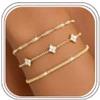 RUEYKEY Bracciale Donna Argento 925 Placcati Oro 14K Bracciali Set Zircone | Tennis Quadrifoglio Cuore Gioielli Oro Argento Bigiotteria Portafortuna Braccialetto Dorato Braccialetti Regalo Donna Ragazza