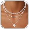 RUEYKEY Collana Argento 925 Donna Oro Punto Luce Ciondolo Set Collana Donna | 18K Dorata Collane, Impilabile Regolabile Gioielli Waterproof, Ciondolo Croce Trifoglio Infinito E Zirconi Elegante Collane