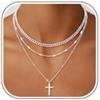 RUEYKEY Collana Argento 925 Donna Oro Punto Luce Ciondolo Set Collana Donna | 18K Dorata Collane, Impilabile Regolabile Gioielli Waterproof, Ciondolo Croce Trifoglio Infinito E Zirconi Elegante Collane