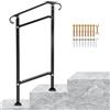 VEVOR Corrimano per Scale Gradino Esterno a Terra, Dimensioni 50x13,5x108 cm per Ringhiera in Ferro Battuto Nero Passaggi da 1, Corrimano di Sicurezza Uso in Corridoio Giardino Balcone Portico