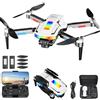 Ambesty Drone Pieghevole con Telecamera 4K, Brushless Motore Droni con 2 Telecamere, Quadcopter RC FPV WiFi Fotocamera Evitamento Attivo Degli Ostacoli, Altitude Hold, 2 Batterie, per Principianti (Bianco)