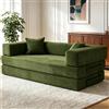 Vipbear Divano Letto Pieghevole 5 in 1 da 200 cm,Modulare 3 Posti,Verde | Divano Convertibile Senza Struttura in Velluto a Coste con Schiuma Viscoelastica,Ideale per Soggiorno