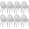 buybyroom Set di 8 sedie da cucina, in plastica, per soggiorno, con gambe in metallo, set fino a 120 kg, colore: grigio