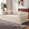 Vipbear Divano Letto Pieghevole 5 in 1 da 160 cm,Modulare 2 Posti,Beige | Divano Convertibile Senza Struttura in Velluto a Coste con Schiuma Viscoelastica, Ideale per Soggiorno