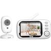 GHB Baby Monitor con Telecamera 720P Senza Wifi, 3,5'', Notturna Visione | Audio Bidirezionale, VOX, Rilevamento della Temperatura, Ninne Nanne