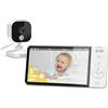 GHB Baby Monitor Video e Audio 5" 720P Schermo IPS, Visione Notturna | Monitor Baby con Telecamera Neonato, Rilevamento della Temperatura, VOX