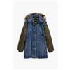 Desigual, Parka combinata con pelliccia, Cotone, Blu, L