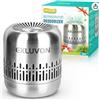 Exluvon Deodorante Frigorifero, Purifica Aria, 15x Carbone, Fino a 10 Anni | Tecnologia Nano Catalitica Brevettata, Elimina Odori, Acciaio Inox 304, per Auto Camper Armadio Scarpiera, Sicuro Alimenti