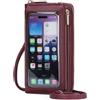 GOIACII Borsa a tracolla per cellulare, da donna, in pelle, con touchscreen, custodia per cellulare da appendere, A12, rosso vino