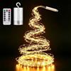 Cozymeow Luci Albero di Natale a Cascata 1m 100 Luci Led a Batteria | Dotata di telecomando, 8 Modalità Mantello Luci Albero di Natale con Timer, IP65 Impermeabili Luminosa per Interno Esterno
