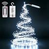 Cozymeow Luci Albero di Natale a Cascata 2m 200 Luci Led a Batteria | Dotata di telecomando, 8 Modalità Mantello Luci Albero di Natale con Timer, IP65 Impermeabili Luminosa per Interno Esterno