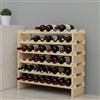 Sogesfurniture Portabottiglie di Vino a 6 Piani, Capacità 48 Bottiglie, in Legno Massello Naturale per Bar e Cucina