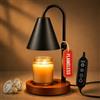 OUTON Lampada scalda candela in vaso, timer 2/4/8h, 4 livelli, senza fiamma | Timer 2/4/8h, 4 intensità, altezza e angolo regolabili, metallo nero, base in legno, 2 lampadine GU10 50W, luce calda 2700K
