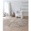 the carpet Mila tappeto moderno per il soggiorno, elegante tappeto lucido a pelo corto per il soggiorno in beige con motivo a fulmini in oro, beige, 200 x 200 cm Rotondo