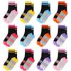 GENTABY Calzini per bambini 12 paia di calzini colorati stretch a scacchi 90% poliestere traspiranti calzini sportivi per ragazzi 2-14 anni taglia 23-40
