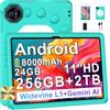 Dghrti 2026 Tablet Android 15 Con EVA Silicone Custodia Protettiva, 24GB+256GB/2TB, Bambini tablet 11 Pollici Octa-Core, Gemini AI/Widevine L1, 8000 mAh, 13MP+5MP, Corpo Metallo, Tableta Grande-Green