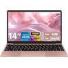 bvate PC Portatile Computer Portatile Win11 Notebook 14 Pollici 6GB 256GB | 2.4G+5G Supporta La Scheda SSD La Scheda TF Estesa, Wireless Bluetooth Mouse Wifi, Italiana Tastiera - Oro rosa