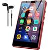 SWOFY SWOFY Lettore MP3 con Bluetooth e WiFi, schermo touch 4,0", lettore MP3, MP4, stereo, portatile, lettore musicale digitale con radio FM, registratore, e-book, browser (nero) (rosso)