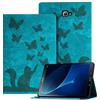 Auslbin Goffrato Cover Samsung Tab A 2016 10.1", Custodia per Tablet in Pelle PU Retrò a Tema Farfalla e Gatto per Galaxy Tab A6 (2016) 10.1", Verde