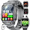 LIGE Smartwatch Uomo, 1000 mAh, Ampio Display HD da 2,01", Smartwatch Militare con Torcia LED, Chiamate Bluetooth, Frequenza Cardiaca e SpO2, 120+ Modalità Sportive, IP68, Android/iOS