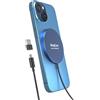 Hoonyer Caricatore Wireless Magnetico 2 in 1 - Design Ultra Sottile in Lega di Alluminio Compatibile con iPhone 16/15/14/13/12 (tutti i modelli) e AirPods 4/3/2/Pro (Blu)