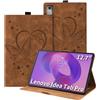 Auslbin Cover Compatibile con Lenovo Idea Tab Pro 12.7" 2025 Pelle in Rilievo Farfalla Custodia di Tablet con Funzione Stand Anti-Fall Flip Tab Cover, Marrone