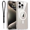 Vancle Cover Magnetica per iphone 15 Pro Max, Compatibile con MagSafe, Custodia Ultra Sottile Trasparente con Corda da Polso per Cellulare, Anti-Ingiallimento Case per iphone 15 Pro Max