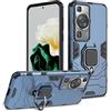 Btstring Cover per Huawei P60 /P60 Pro, Grado Militare Custodia con Cavalletto in Metallo Rotante a 360°, Hard PC Back Cover e TPU Bumper Antiurto Case- Blu