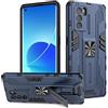 Btstring Cover Per OPPO Reno6 Pro 5G, Militare Custodia con Stand Supporto Bumper Antiurto Case, TPU+PC Dual Layer Custodia- blu