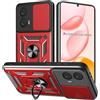 Yutwo Cover per Moto G85 5G, Custodia per Moto G85 5G Antiurto Scorrevole Protezione Fotocamera Custodia con 360°Rotante Anello Supporto Cover, Rosso