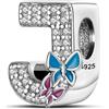Symretie Bead Charm Ciondolo Argento Sterling 925 con Cubic Zirconia Pendenti per Pandora Braccialetti, Compatibile con Braccialetti e Collane europei ZM237