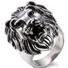 Oidea Anello Testa di Leone acciaio inossidabile Fidanzamento Uomo punk rock hip hop argento 22