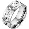 OIDEA Anello Acciaio Inossidabile Uomo ruotabile Ruota Argento promessa Misura 17