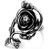 OIDEA Anello Rosa Fiore Uomo Donna Acciaio Inossidabile Fidanzamento Promessa Matrimonio Argento 14