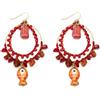 VLNET ®| Vestopazzo orecchini cerchio corallo | cerchi hoop con perline e pesciolino | Diametro 4,5 cm | Lacorazione artigianale | Collezione Coral (pesciolino)