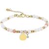 RUBY Bracciale da donna con pietre preziose, 4 mm, in pietra naturale sfaccettata, bracciale di perle in acciaio inossidabile impermeabile e placcato oro 14 carati (16 + 3 cm), in scatola di legno