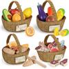 Lehoo Castle Set di cibo da gioco in legno, cibo giocattolo per i più piccoli, accessori da cucina per fingere, tagliare frutta e verdura, accessori Montessori per bambini 3-5