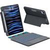 Saltburn Custodia per tastiera iPad 10.9/11 Air 4a/5a generazione e Pro 11 1a/2a/3a/4a generazione (2018,2020,2021,2022), tastiera retroilluminata staccabile con cavalletto, trackpad Combo Touch, nero
