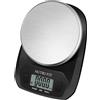 NUTRI FIT Mini Bilancia da Cucina Digitale in acciaio inox, 5KG/11lb, Nera | Bilancia portatile per viaggi, campeggio e camper; g/ml/lb:oz/fl oz; Display LCD; 2 batterie AAA; Dimensioni 16x11,5cm