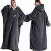 NONE Coperte indossabili extra lunghe Coperta invernale con cappuccio in flanella con maniche lunghe Uomo Donna Coperta TV per adulti accogliente e morbida