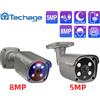 Techage 8MP 5MP 4MP POE Telecamera di Sorveglianza H.265 HD Audio Bidirezionale Smart AI Telecamera IP CCTV Video IR Esterno Impermeabile per NVR